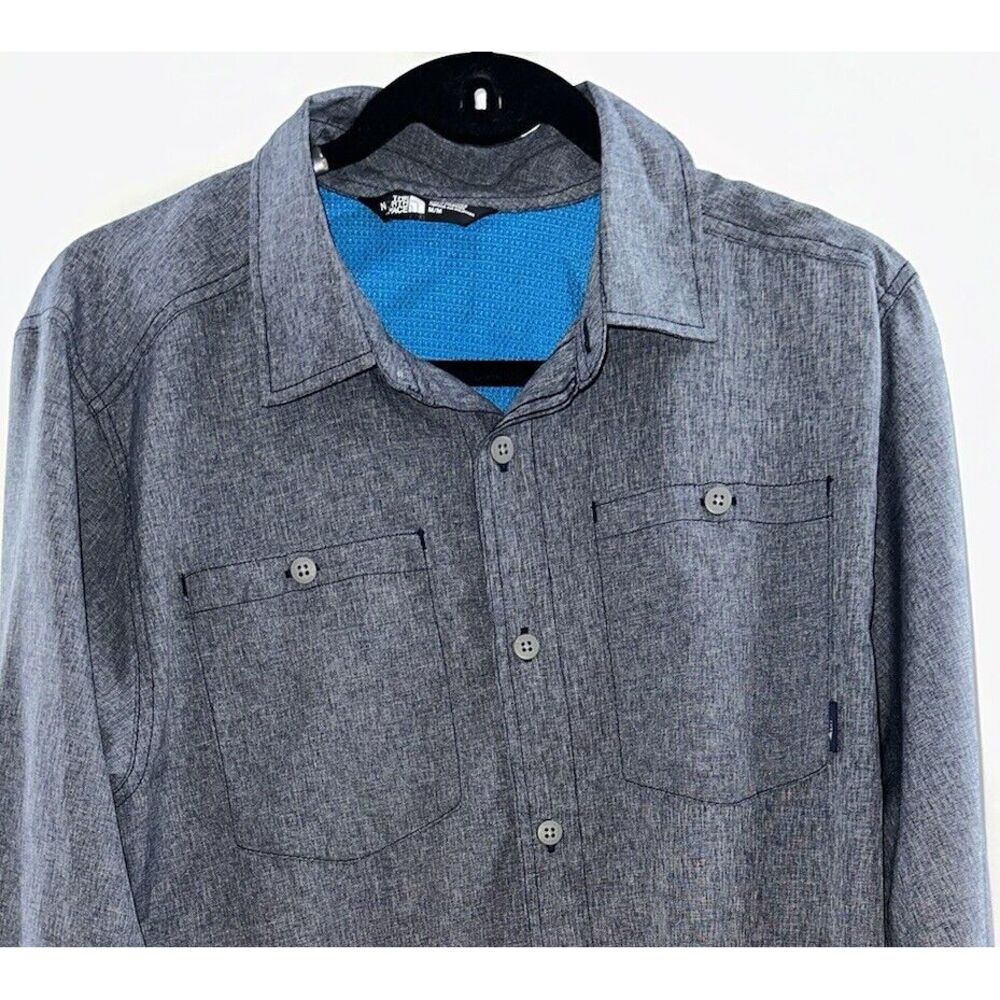 The North Face Blue Gray Cool Horizon Vented L/S‎ Hiking Tactical Mens Medium